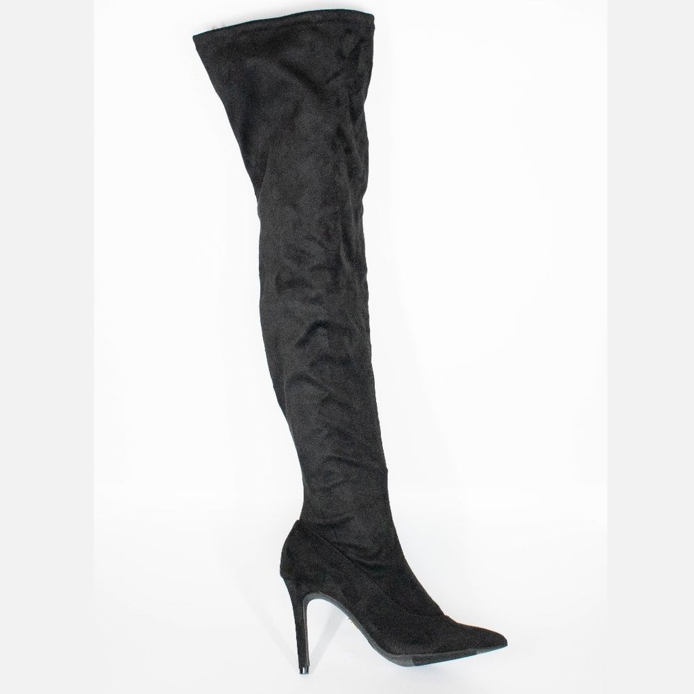 Thalia‎ Sodi Women's Black Pointed Toe Stiletto Zip-Up Dress Heeled Boots